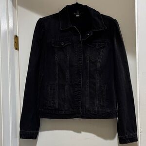 Inc. Black Denim Puff Sleeve Jacket